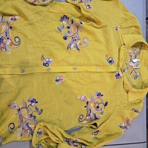 Fig and Flower Yellow Embroidered Blouse (2c15)